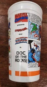 De colección Hardees Marvel Cup Spiderman Capitán América Doc On The Rocks 1990 - Imagen 1 de 7
