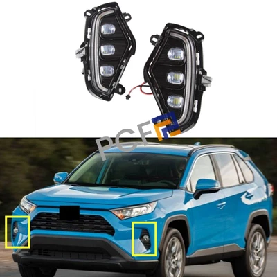 For 2019-2022 Toyota RAV4 Fog Lamps LED DRL Daytime Running Light w/ Turn Signal - Image 1 of 4