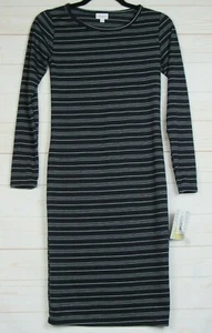 Vestido de mujer Lularoe Debbie a rayas negro y gris talla XXS NUEVO CON ETIQUETAS - Imagen 1 de 3