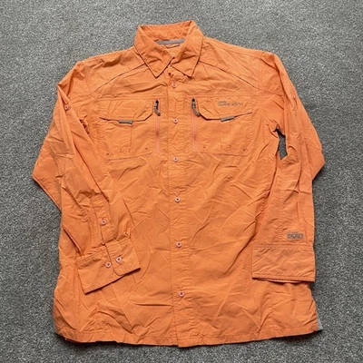 Cabela's Guidewear Shirt Mens Medium Orange Vented Fishing Long Sleeve Pockets - Image 1 of 4
