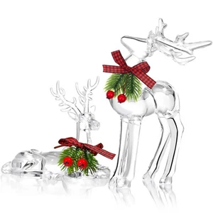 2 Pcs Christmas Reindeer Figurines Decoration Acrylic Deer Decor Christmas Ho... - Picture 1 of 7