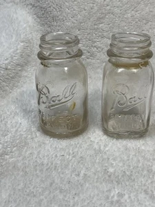 Vintage Miniature BALL PERFECT MASON SALESMAN SAMPLE Glass Jar No Lid Lot Of 2 - Picture 1 of 11