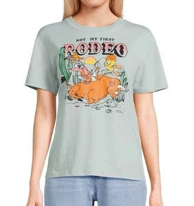 Looney Tunes Damen T-Shirt Rodeo Graphic mit kurzen Ärmeln Größe XS grünliche Farbe - Bild 1 von 7