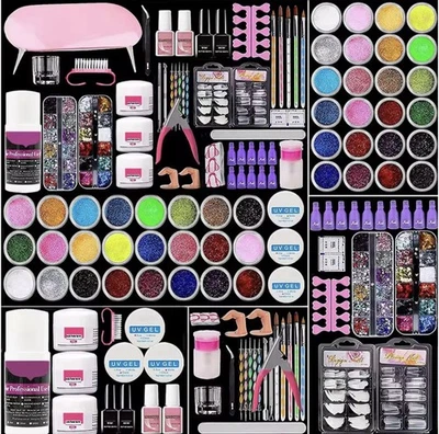 Kit de Uñas Acrílicas con Lámpara UV, Polvo Acrílico y Líquido Set para Uñas de Gel Hágalo Usted Mismo Gif Foto 1 de 4