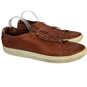 LACOSTE Genuine Leather L.12.12 Unlined 118 Tan Brown Lace Up Sneakers Shoes 18 - Picture 1 of 16