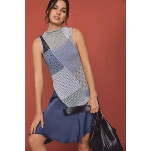 nwt by ANTHROPOLOGIE sz L Mock-Neck Crochet Twofer Sweater Dress - Picture 1 of 4
