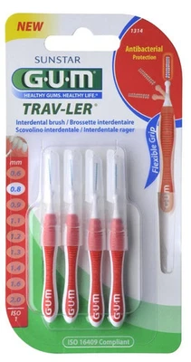 SUNSTAR BUTLER GUM GUM TRAV-LER, 6 Stück: 1314, rot, 0,8 mm, Kerze, ISO 1