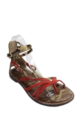 Sandalias de tanga Sam Edelman para mujer con estampado de animales con tiras naranja talla 6 medianas Foto 1 de 4