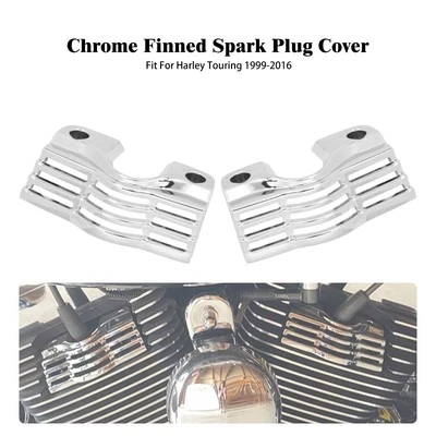 Chrome Slotted Spark Plug Covers For Harley Electra Road Glide Twin Cam 99-2017 - Image 1 of 4