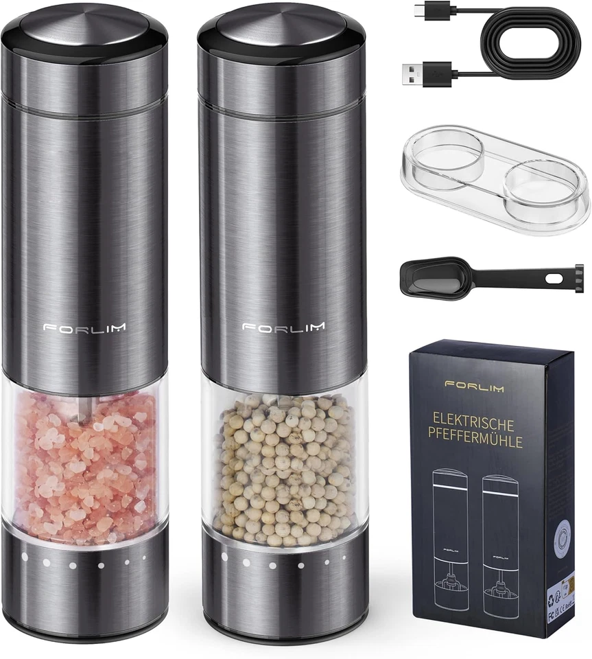 Pepper & Salt Grinder Mills, USB Rechargeable Electric , Automatic One-Button Op - Image 1 of 4