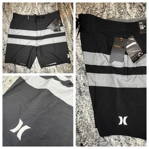 Hurley Board Shorts Men’s Size 31 Phantom Blackball Surf Swim Trunks Black Gray - Picture 1 of 10