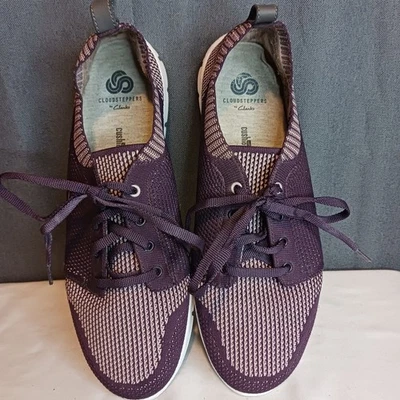 Clarks Cloudsteppers Púrpura Tejido Con Cordones Zapatillas Cómodas Zapatos 9M Usados Foto 1 de 4