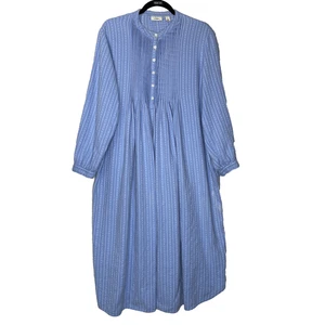 L.L. Bohnenkleid groß zierlich blau weiß Biesen Dobby Cottagecore Oma Flanell - Bild 1 von 18