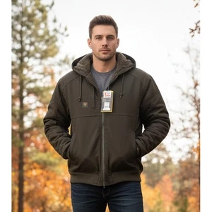 Ariat Rebar Duracancvas Bomberjacke Herren 3XL 3TG braun Sherpa gefüttert Kapuze Neu mit Etikett - Bild 1 von 17
