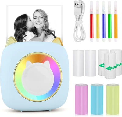 Mini Stampante Fotografica, Termica, Istantanea Portatile Con LED Colorati, Blue - Immagine 1 di 4