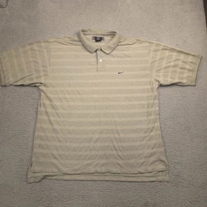Nike Golf Polo Shirt Mens XXL Beige Tan Stripe Dri-Fit Style Cotton Blend - Picture 1 of 11
