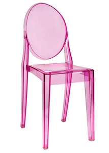 Fuchsia Clear Resin Oval Back Victoria Ghost Chair by Chivari - Picture 1 of 12