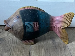 Handcrafted Large Wooden 30x20CM Fish Sculpture - Picture 1 of 5