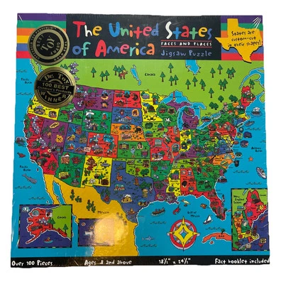 The United States of America Faces and Places Jigsaw Puzzle Homeschool Geography - Image 1 of 2