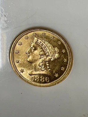 1886 $2.5 Gold Liberty. NGC MS61. Low Mintage 4000 - Image 1 of 3