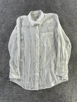 Camisa Gap Mujer Pequeña Blanca Lino Abotonada Nueva Foto 1 de 4