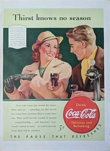 1940 Vintage Coca-Cola Print Ad. WWll Era Illustration  - Picture 1 of 1