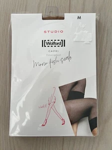 Wolford 19251 Mono Fish Scale Capri Fishnet Leggings Black / Honey ( L ) - Picture 1 of 2