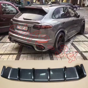 2015-18 Real Carbon Fiber Rear Diffuser Bumper Lip For Porsche Cayenne GTS 958.2 - Picture 1 of 6