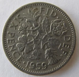 1959 Great Britain 6 Pence KM# 903, Elizabeth II - Picture 1 of 4