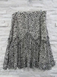 Dana Buchman $345 Black White Zebra Animal Print Silk Chiffon Flounced Skirt 16W - Picture 1 of 6