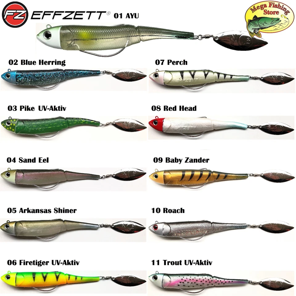 Effzett Kick-S Minnow Weedless Spinnertail Kunstköder - Hecht Köder 11cm - 18cm - Bild 1 von 1