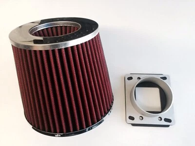 RED Air Intake Filter + MAF Sensor Adapter For 1997-2002 Ford Escort 2.0L L4 - Image 1 of 4