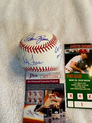 Ray Fosse/Pete Rose (Get out of my Way Ray) 1970 A.S. Game Signed Baseball -JSA - Image 1 of 4