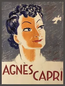 11049. Poster Decorazione...Vintage Interni Wall Art Design.Agnes Capri.Cantante francese - Foto 1 di 1