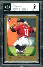Jose Altuve Rookie Card 2011 Bowman Draft Gold #11 (pop 1) BGS 9 (9 9 8.5 9.5)