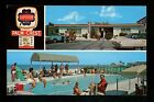 Motel Hotel Postcard Florida FL St Petersburg Beach Palm Crest pool cars chrome