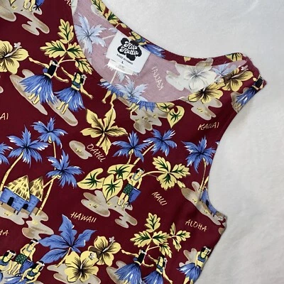 Hilo Hattie Tank Top Shirt Womens Large Blouse Maui Hawaii Tiki Kauai Luau Rayon Foto 1 de 4
