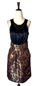 Alexia Admor Dress Women Medium Black Brown Leopard Print Jeweled Cocktail NWT - Picture 1 of 11