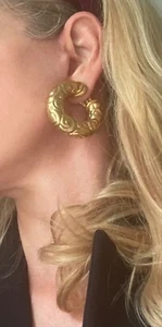 Large YSL Gold Hoop Earrings - Picture 1 of 5