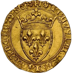 France 1389 - Charles VI - Ecu d'Or  à la couronn - NGC AU Details - BEAUTIFUL! - Picture 1 of 4