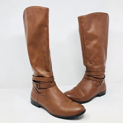 Style & Co Boots Womens 6M Keppur Brown Riding Knee High Zip Strap Buckle Casual - Image 1 of 4