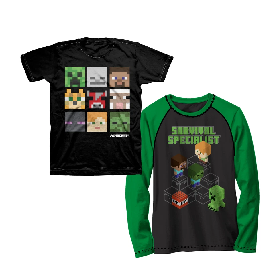 Minecraft Boy 2 PC Short And long Sleeve Shirts Size 8 - Image 1 of 1