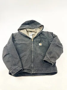 Carhartt Jacket Womens Medium Black Sherpa Lined Workwear WJ141 Hooded Full Zip - Picture 1 of 12