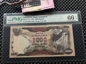 INDONESIA 1975 5000 RUPIAH P114 PMG66 - Picture 1 of 2