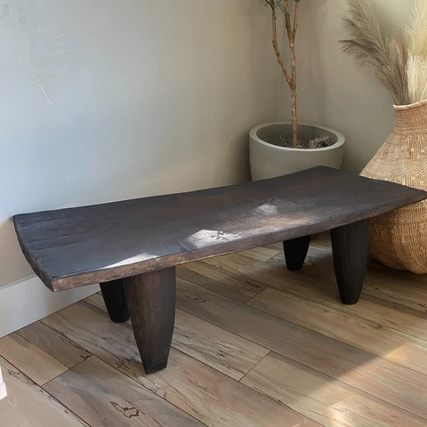 40" Old African Senufo Bench | African Senufo Table | Vintage Antique Furniture Cover