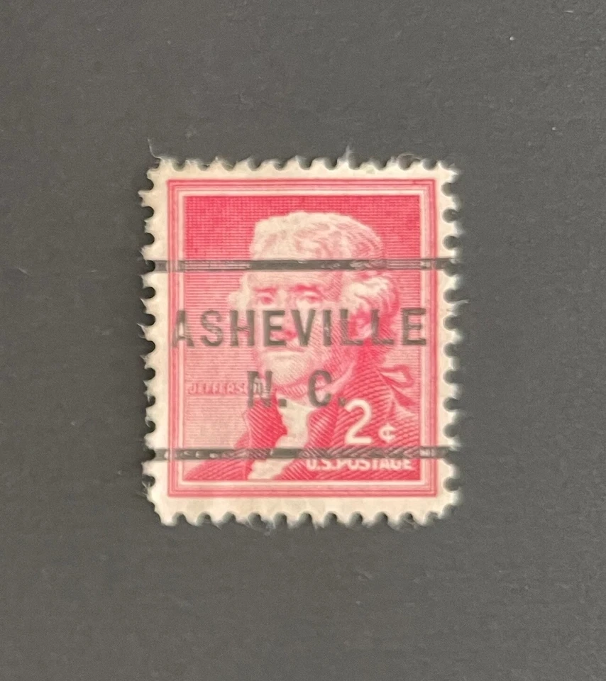 Asheville, North Carolina Type 232 Precancel - 2 cents Jefferson - US #1033 - CA - Image 1 of 1
