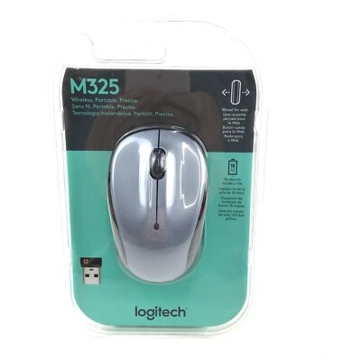 Logitech M325 Wireless Ambidextrous Optical USB Mouse, Silver (910-002332) - Image 1 of 3