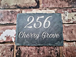 Slate House Sign 17cm x 12cm floating hidden fixings Deep Engraved - Picture 1 of 16