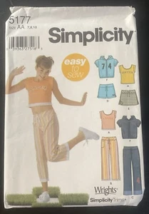 Simplicity Sewing 5177 Girl's Pants Shorts Skort Jacket Top 7 8 10 Uncut - Picture 1 of 4