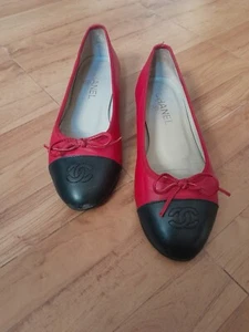 Chanel Ballerinas Red Lambskin Leather EU.36 US.6 - Picture 1 of 20